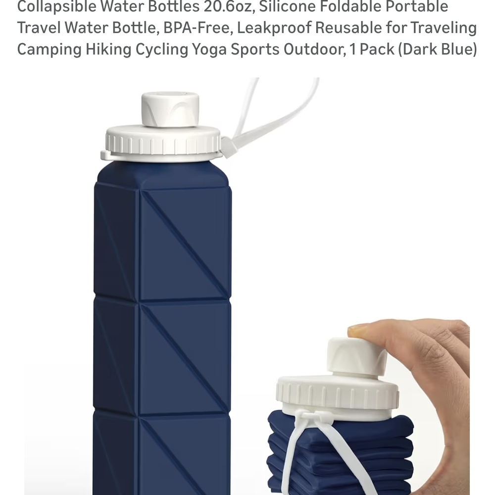 Silicone Foldable Water Bottle - Dark Blue